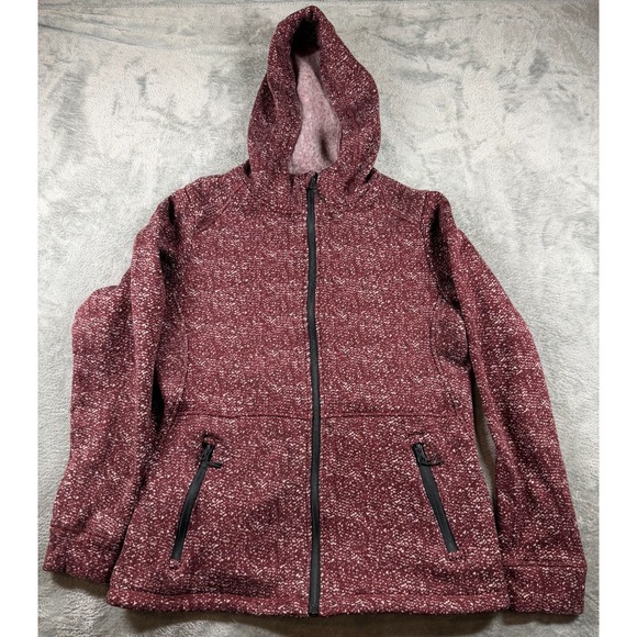 Iceburg Outerwear Tops - Iceburg Outerwear Fleece Zip Hoodie Jacket Mens L Maroon Speckled Full Zip‎